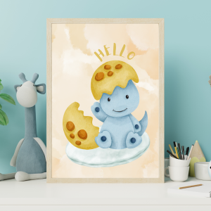 Newborn Baby Dinosaur | Wall Art Poster | Nursery or Playroom