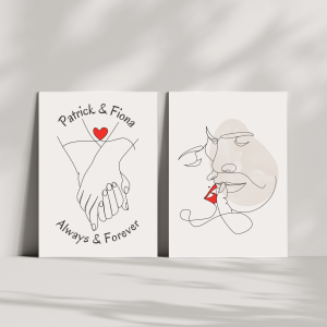 Set of 2 | Line Art Drawings | Personalised Hands & Faces Together