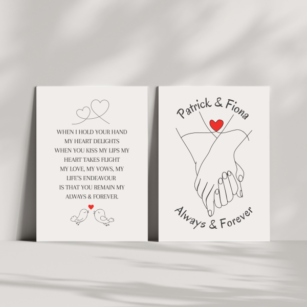 Set of 2 | Line Art Drawings | Personalised Hands & Faces Together - Image 2