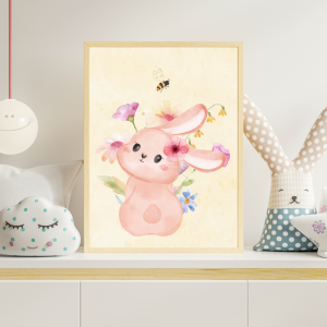 Colourful Rabbit Wall Art Poster | Newborn Room Décor | Baby Gift