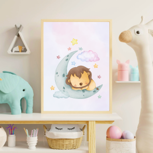 Cute Sleeping Lion | Child's Bedroom Poster | Playroom Décor